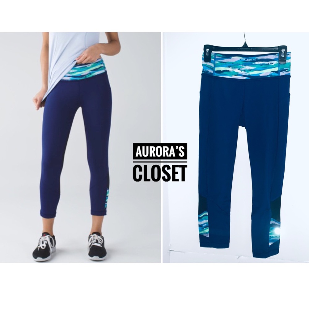 Lululemon 4 Blue Pace Revival Crop Hero Blue Seven Wonders